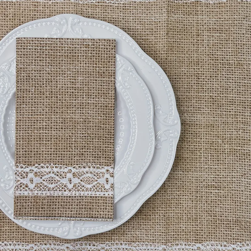 20pcs, 2-ply Burlap Lace Texture Printed Napkins