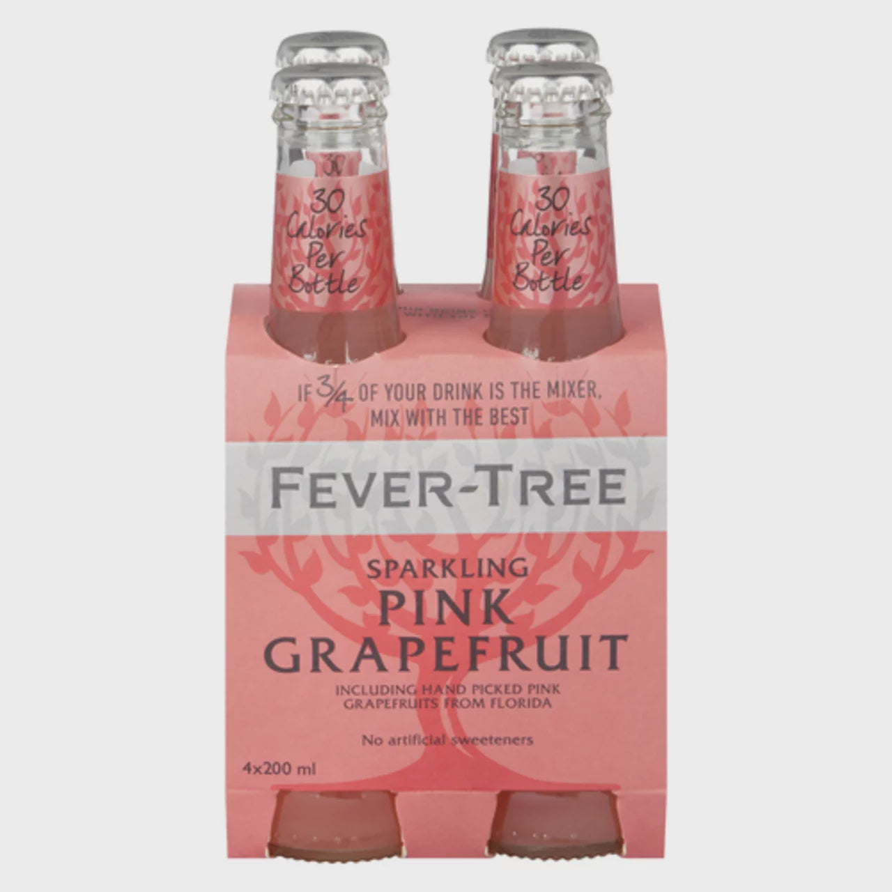 Fever Tree Pink Grapefruit Sparkling Tonic Water, 4 x 200 ml