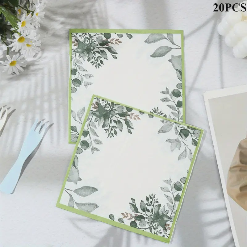 20pcs Sage Green Themed Paper Napkins