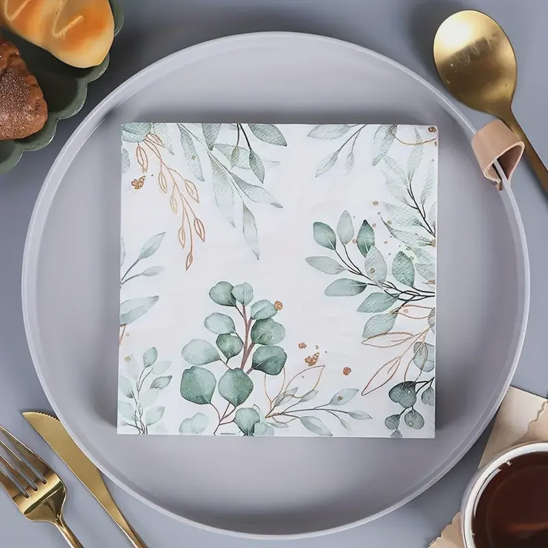 Eucalyptus Design Disposable Paper Napkins 20-Pack