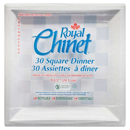 Royal Chinet Square, 9.5" Dinner Plates, 30 pk