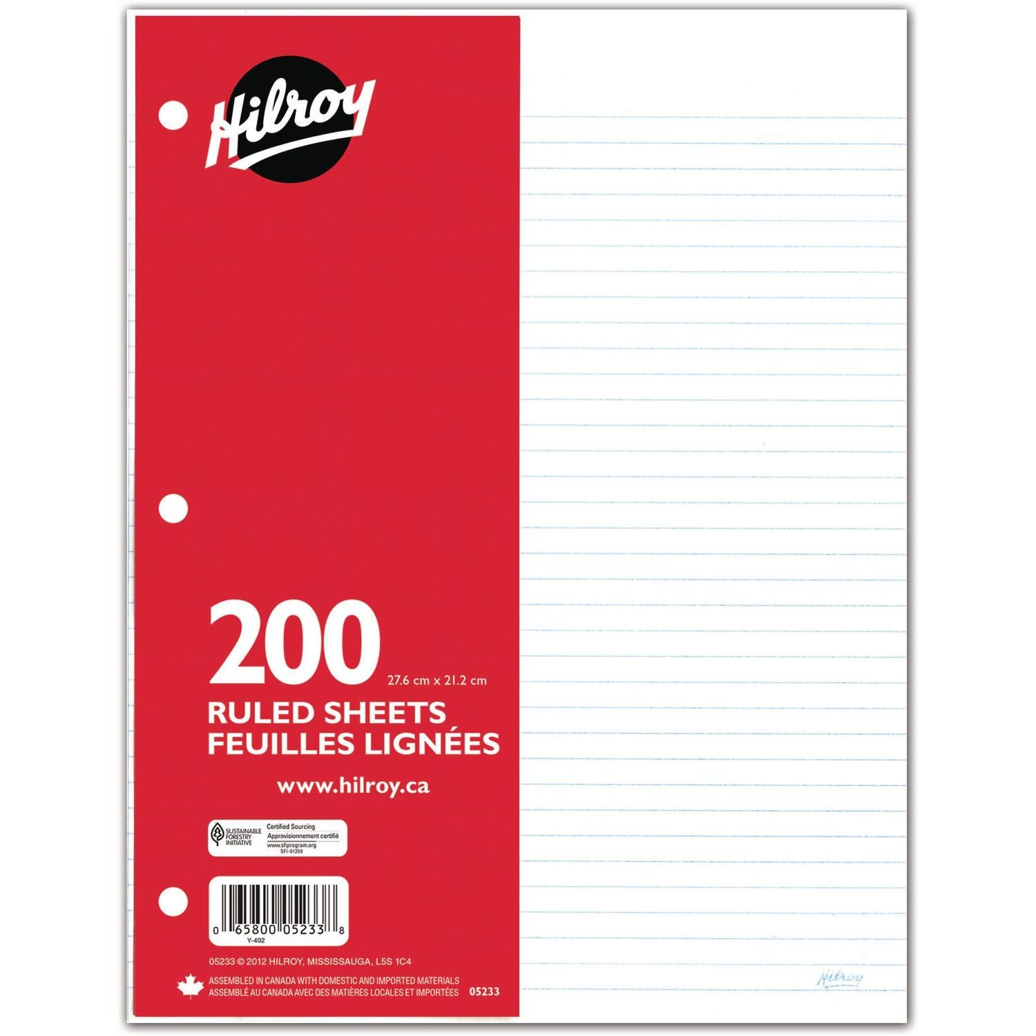Hilroy Loose Leaf Refill Paper, 200pk