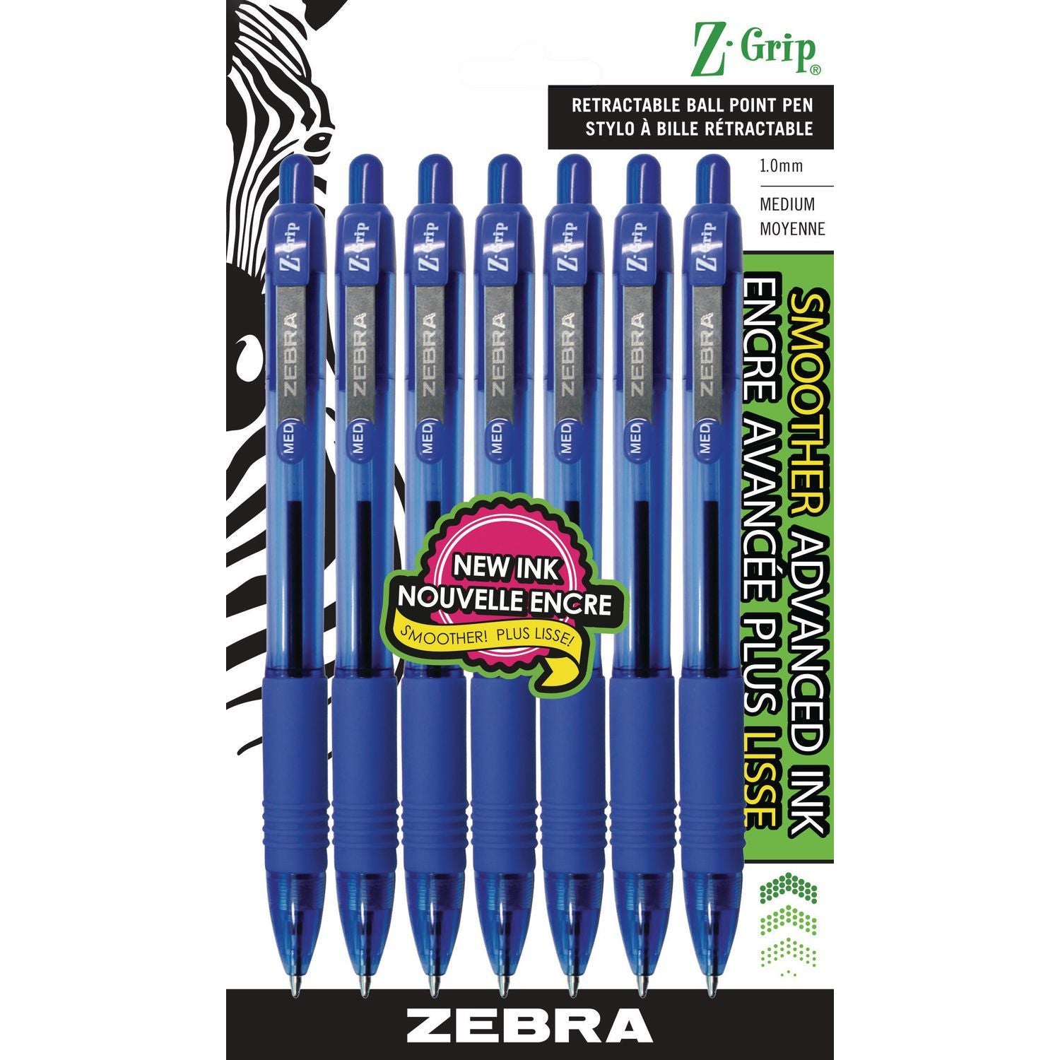 Retractable Ballpoint Pen, Blue, 7 pk