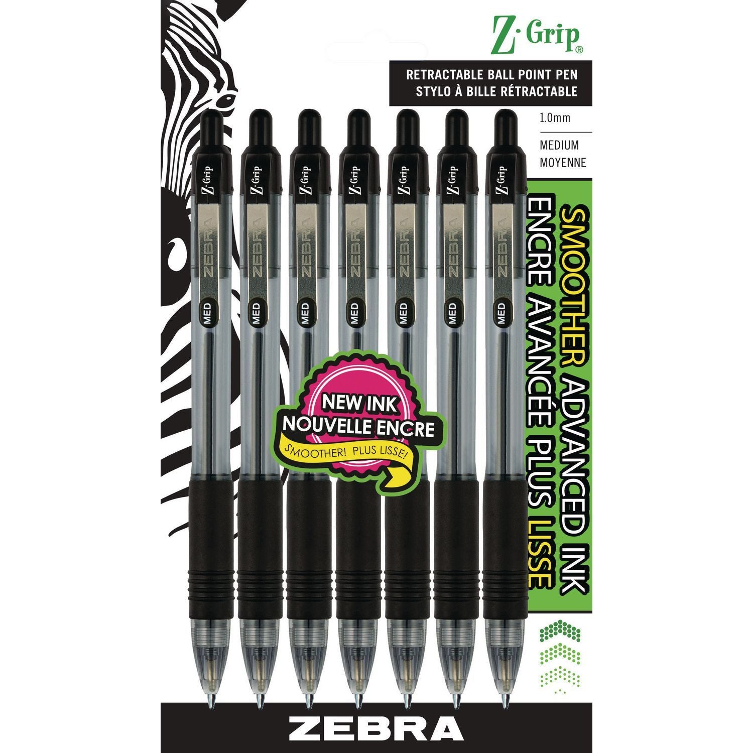 Retractable Ballpoint Pen, Black, 7 pk