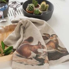 Linoroom Kitchen Towel - Squirrel & Hare (set of 2)