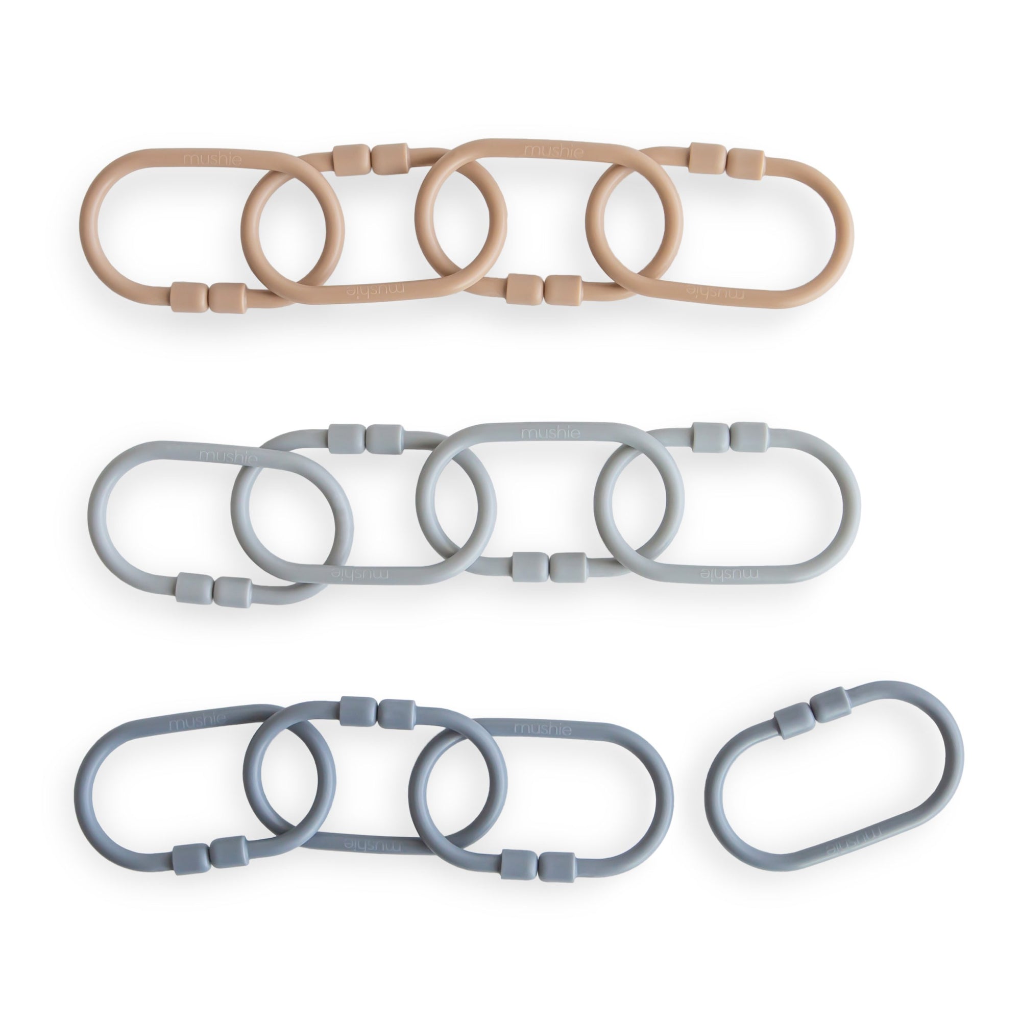 Chain Link Rings, Nat/Stone/Trade, Set of 12