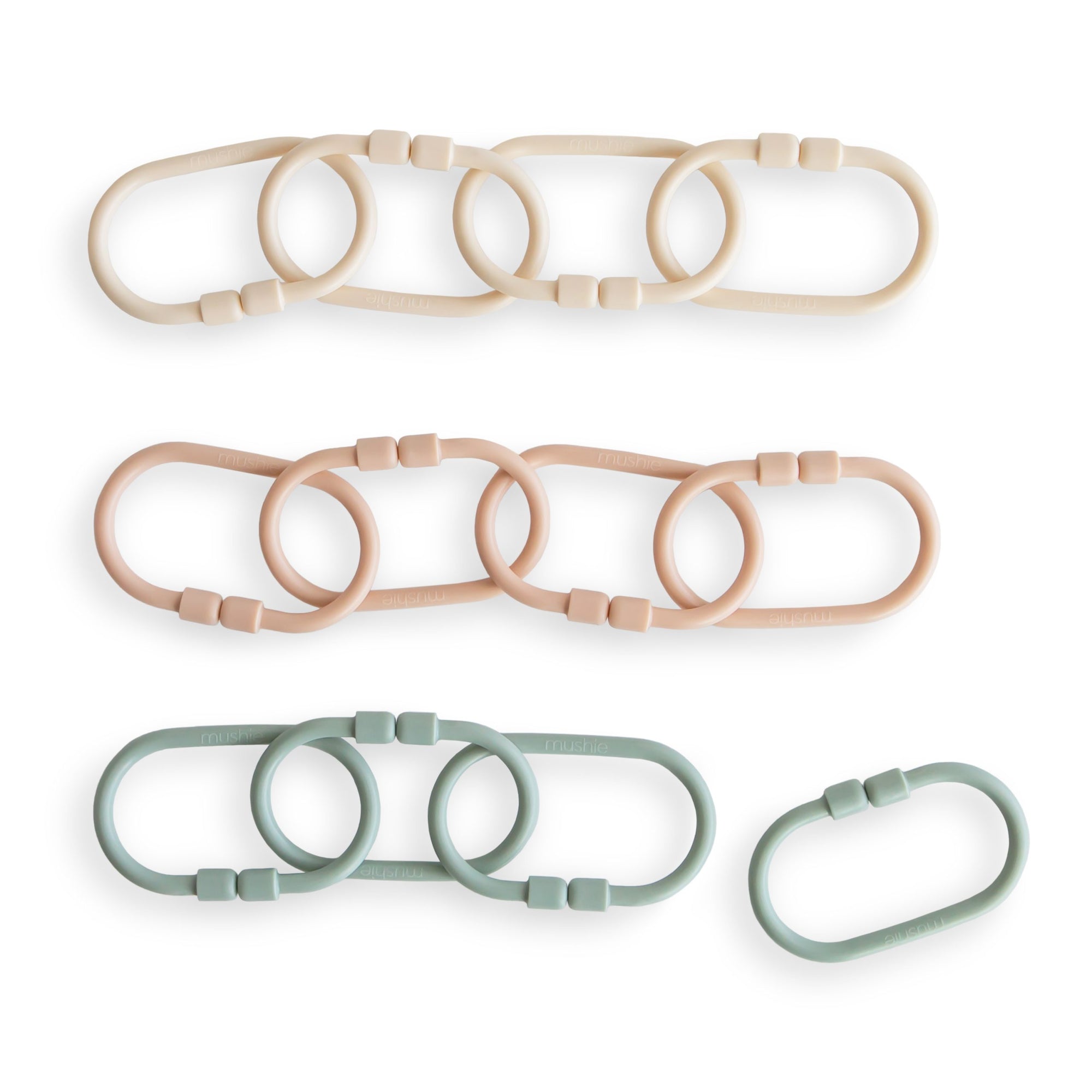 Chain Link Rings, Sand/Blush/Blue, Set of 12