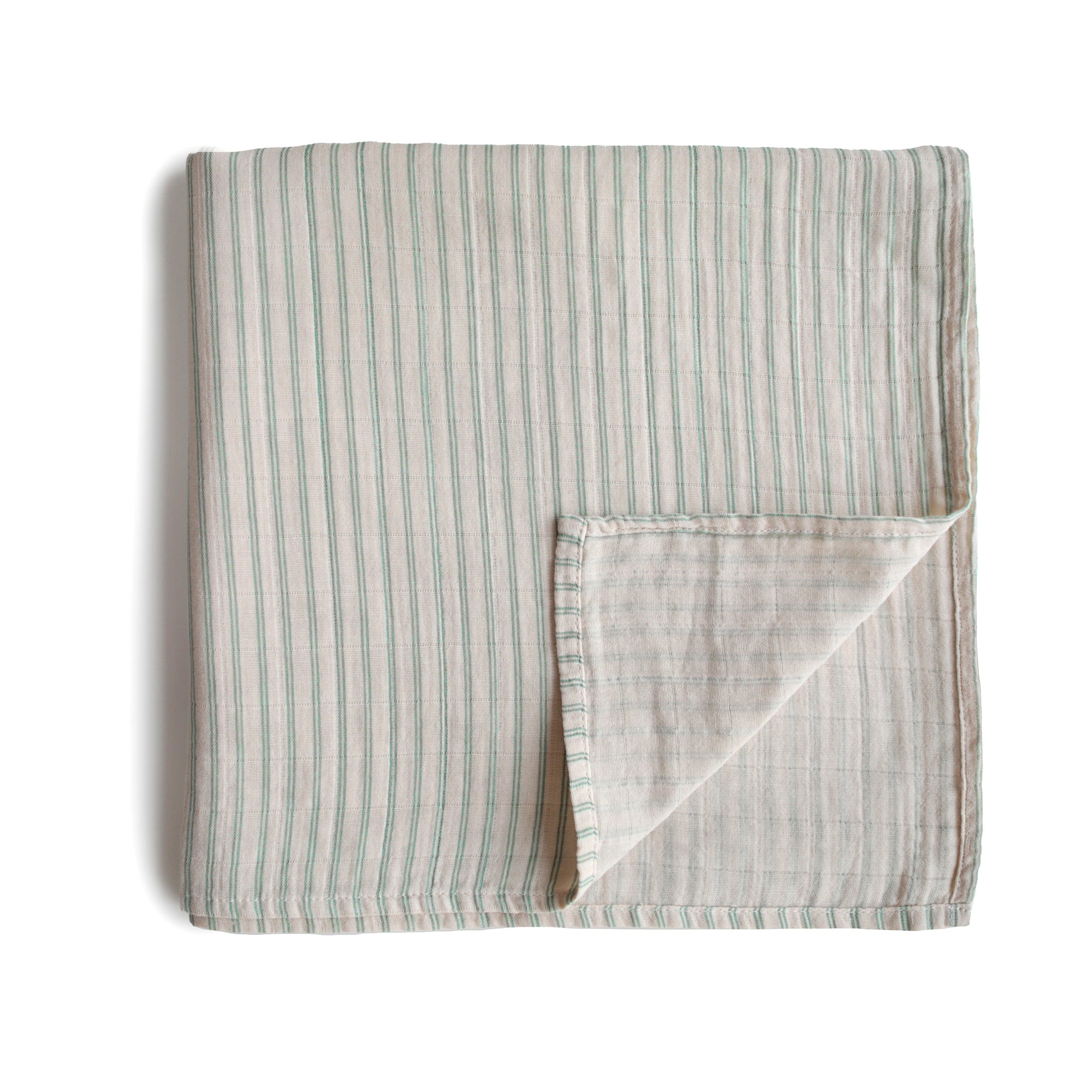 Muslin Swaddle Blanket, Sage Stripe