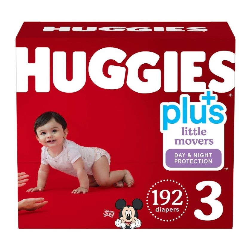 CASE LOT Huggies Little Movers Diapers, Size 3, 192 count
