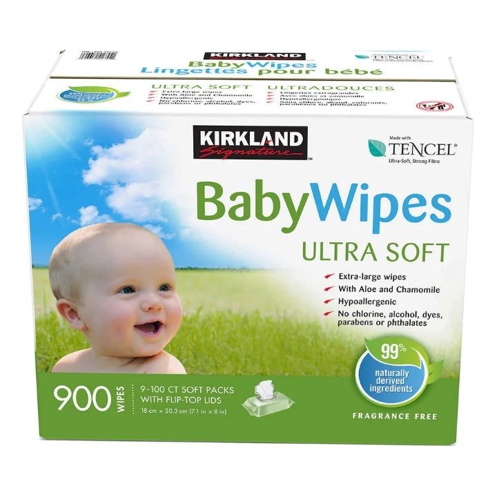 CASE LOT Kirkland Baby Wipes, Fragrance Free, 900 wipes