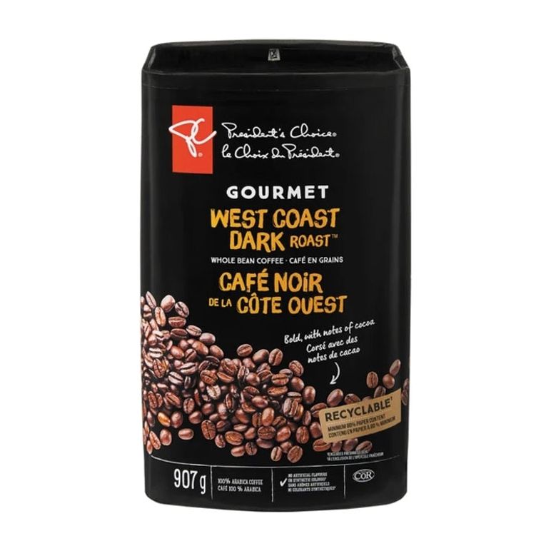 PC Gourmet West Coast Dark Roast Whole Bean Coffee, 907g