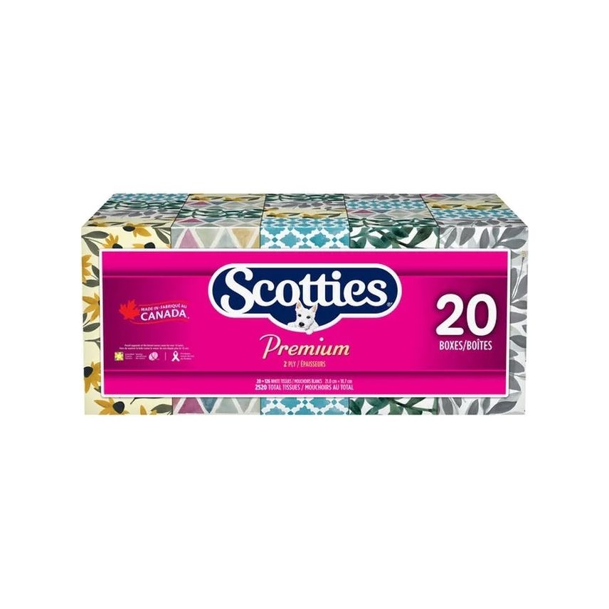 CASE LOT Scotties Premium Facial Tissue, Soft & Strong, 20 pk