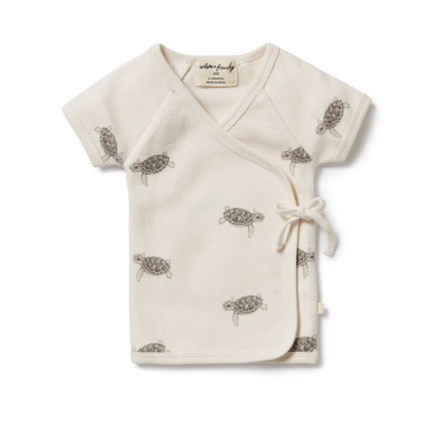 Tiny Turtle Kimono Top, 0-3m