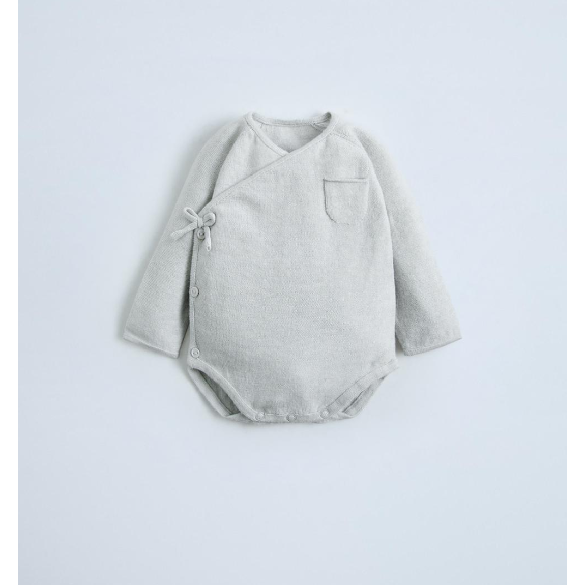 WRAPPED GREY KNIT BODYSUIT