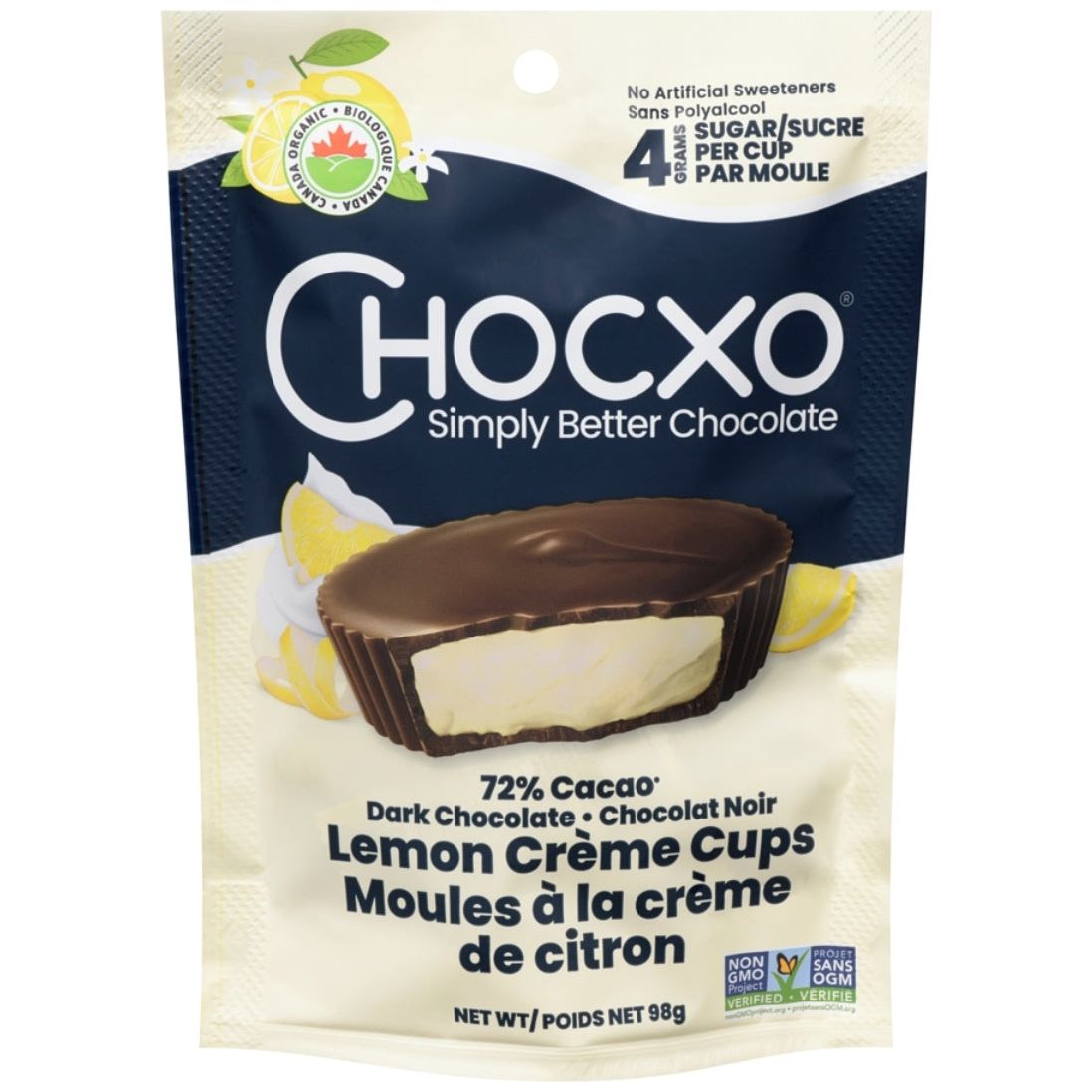 Chocxo Dark Chocolate Lemon Creme Cups, 98g