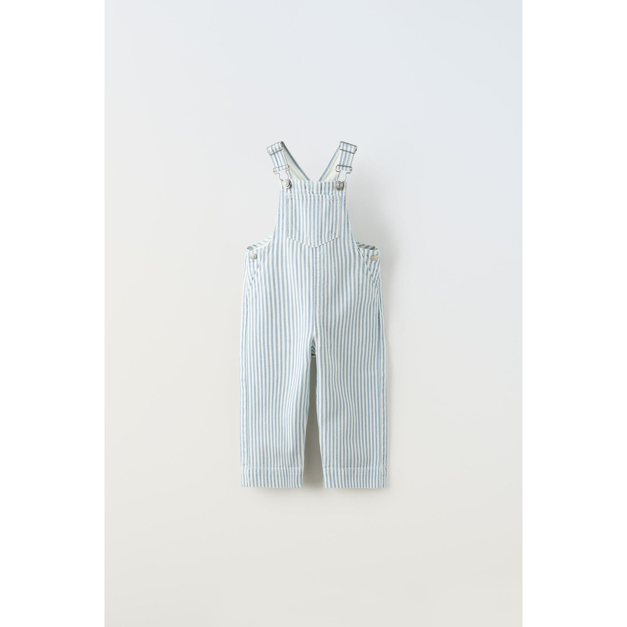 Striped Twill Overalls - Blue/White