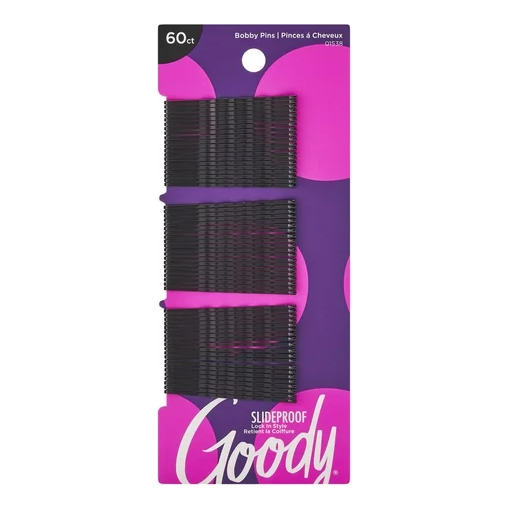 Goody Slide-Proof Bobby Pins, Black, 60 Ct