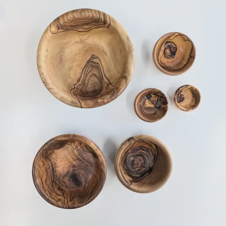 Natural Olive Wood Nesting Bowls - Set of 6