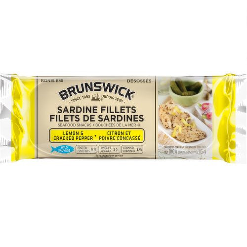 Brunswick Lemon & Cracked Pepper Sardine Fillets, 100 g