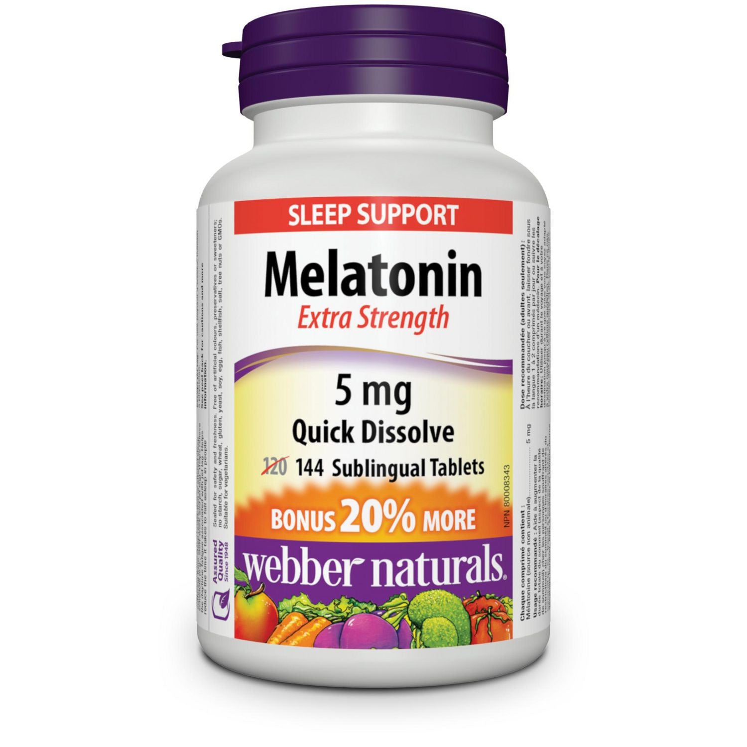 Webber Naturals® Melatonin Extra Strength Quick Dissolve, 5 mg