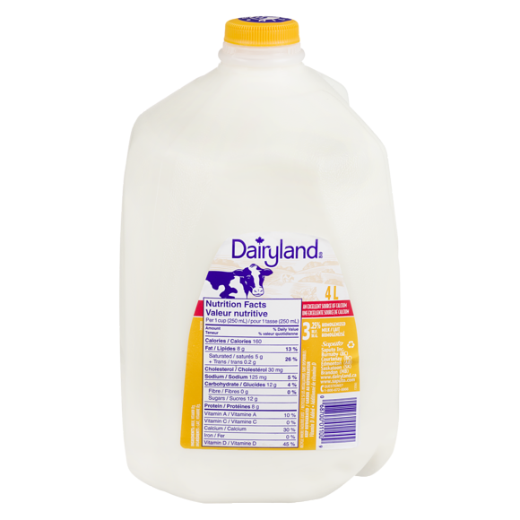 Dairyland 3.25% Homo Milk, 4L