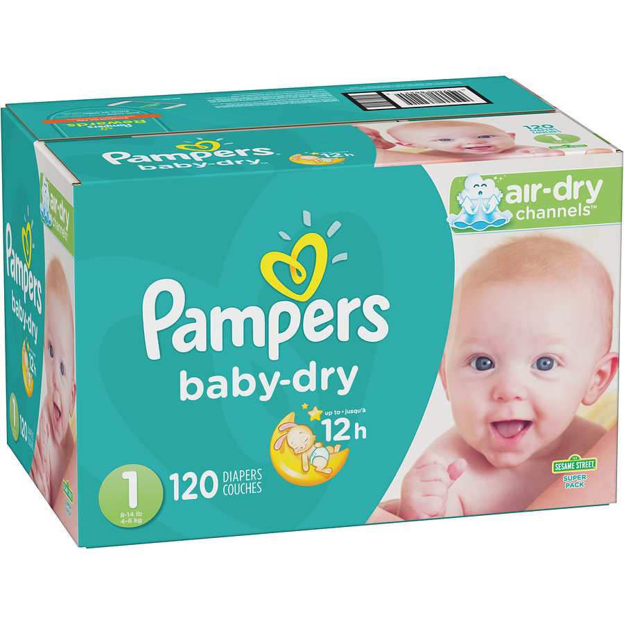 Pampers Baby Dry, size 1, 120 Ct