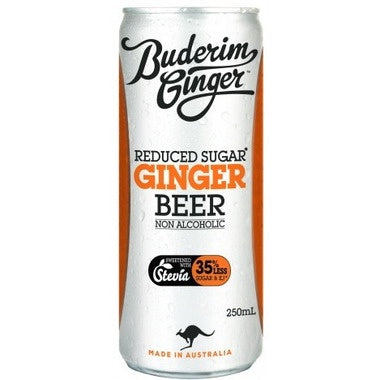 Buderim Reduced Sugar Ginger Beer, 4 x 250ml