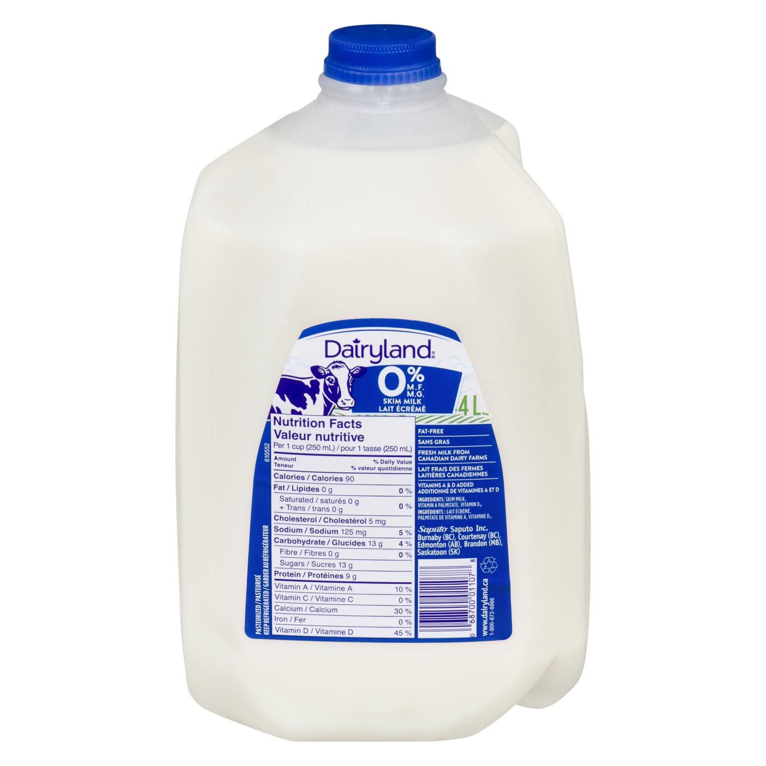 Dairyland 0% Skim Milk, 4L