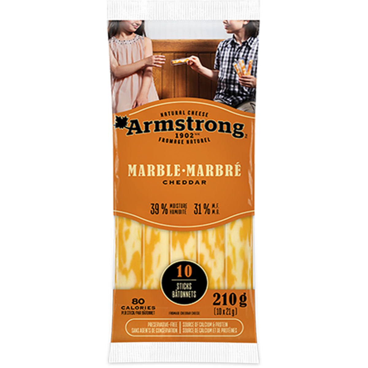 Armstrong Cheddar Cheesestick Snacks, Marble, 10pk