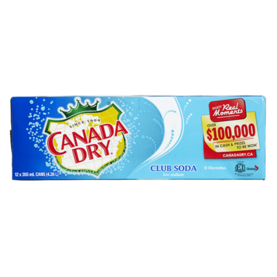 Canada Dry Club Soda Cans, 12pk