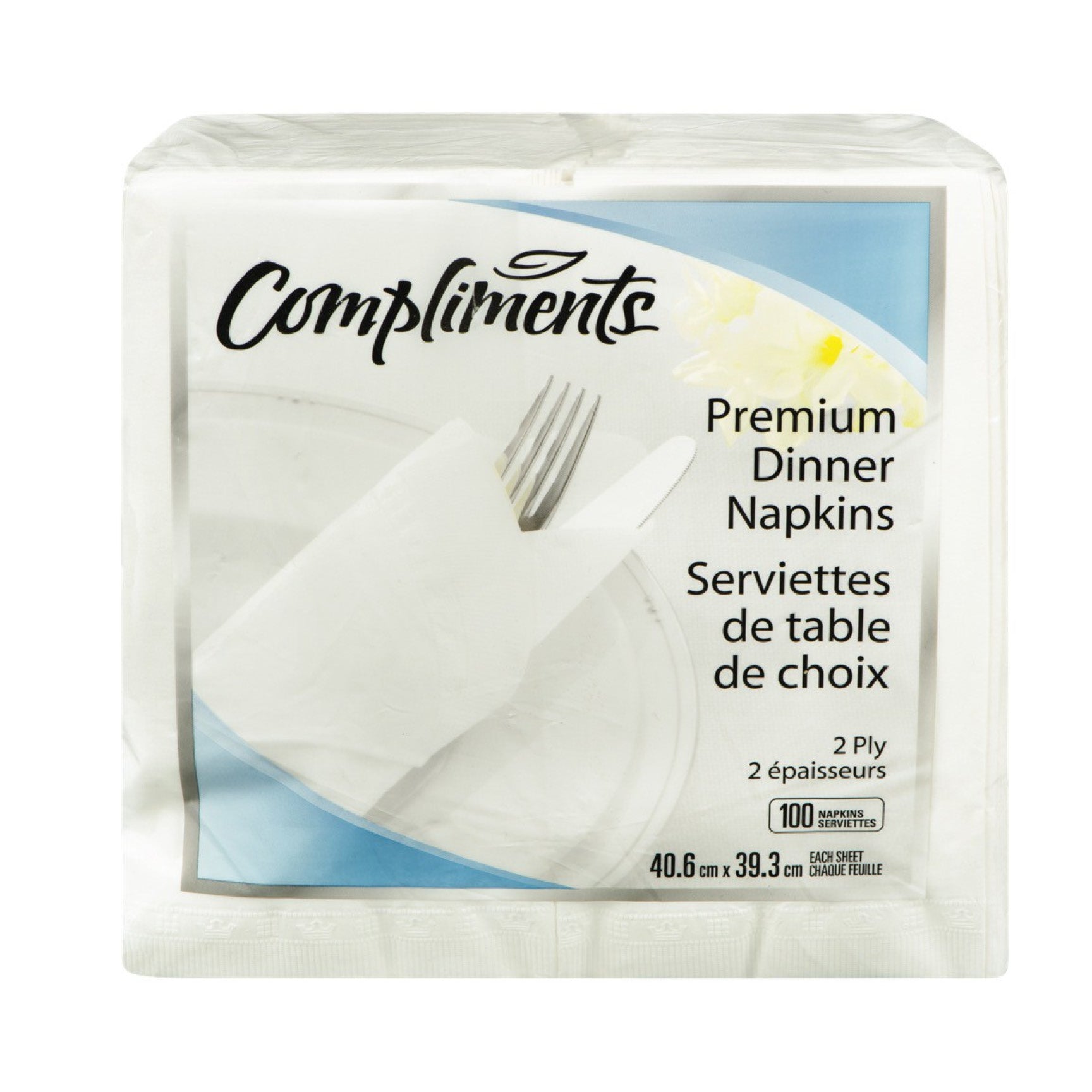 Compliments White Dinner Napkins, 100pk