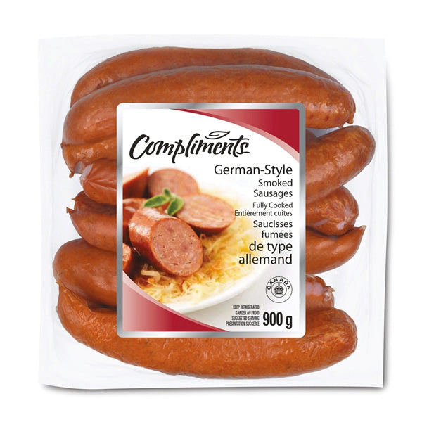 Compliments Sausage Smoked German, 900g