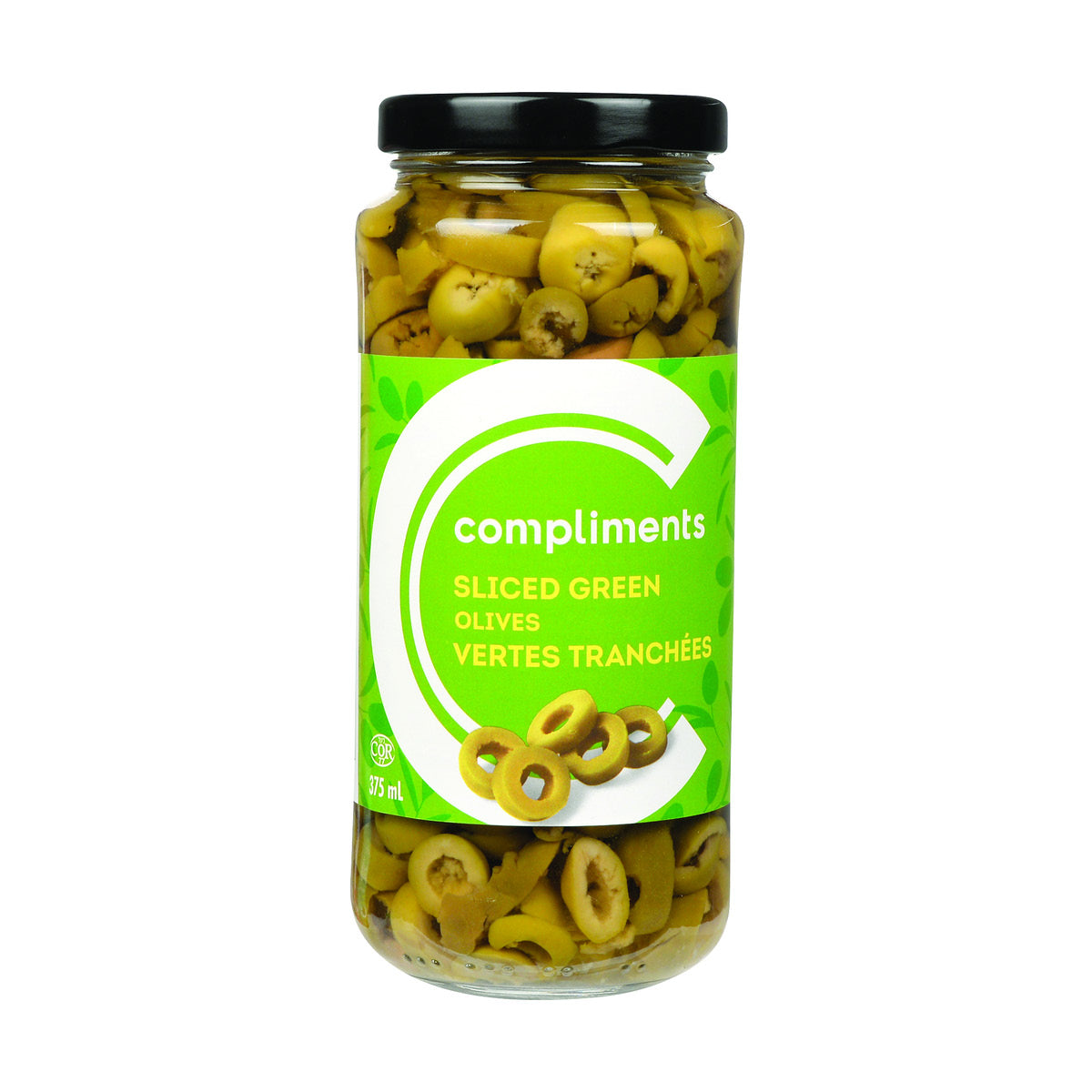 Compliments Green Sliced Olives, 375ml