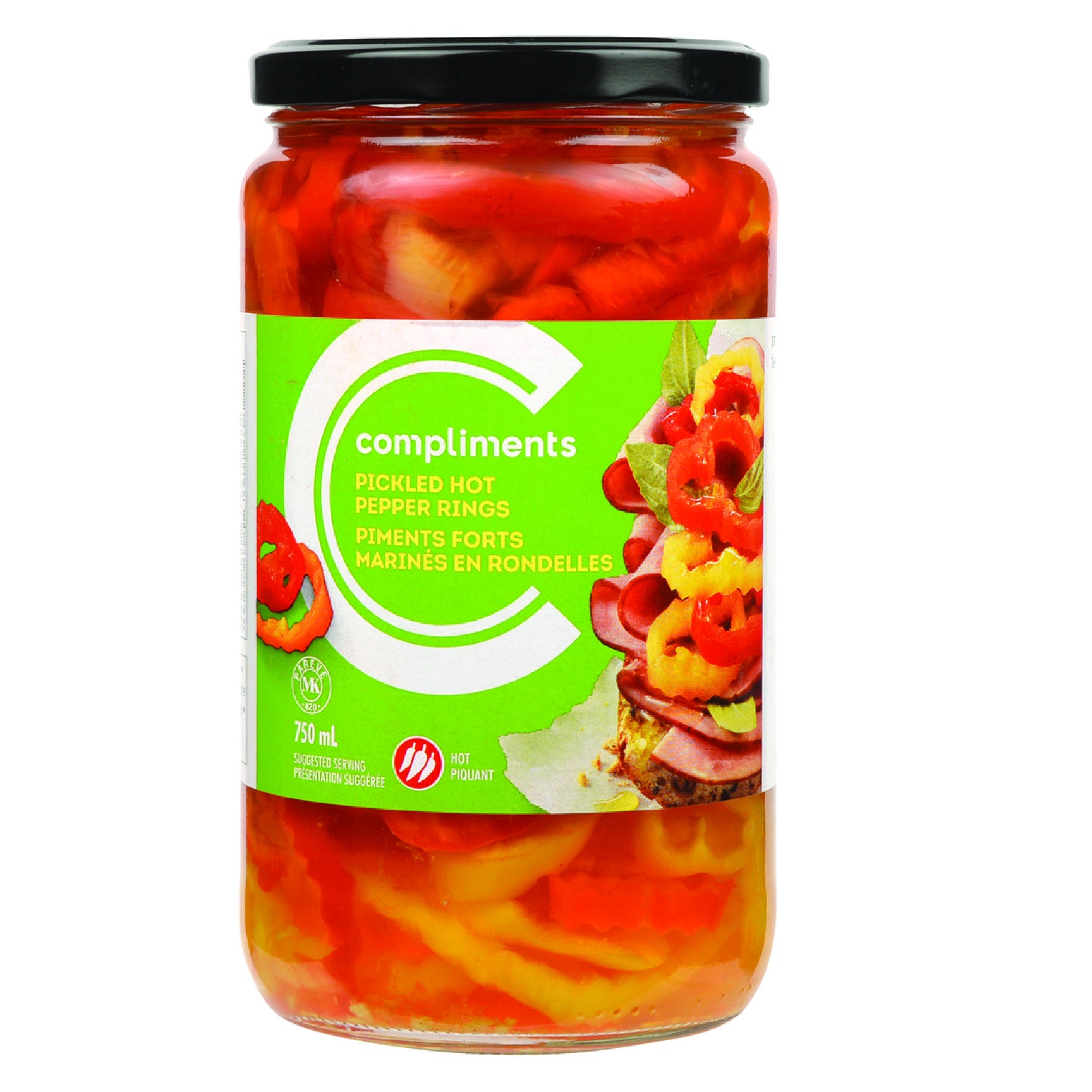 Compliments Hot Pepper Rings Pickled, 750ml