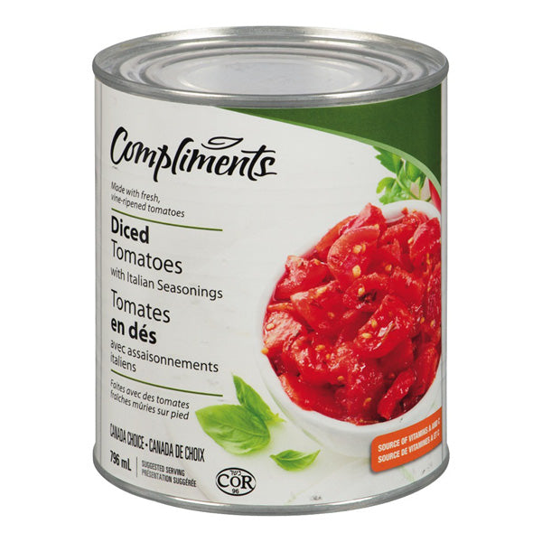 Compliments Diced Tomatoes, with Italian Seasoning, 796ml