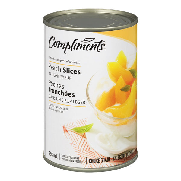 Compliments Peach Slices, In Light Syrup, 398ml