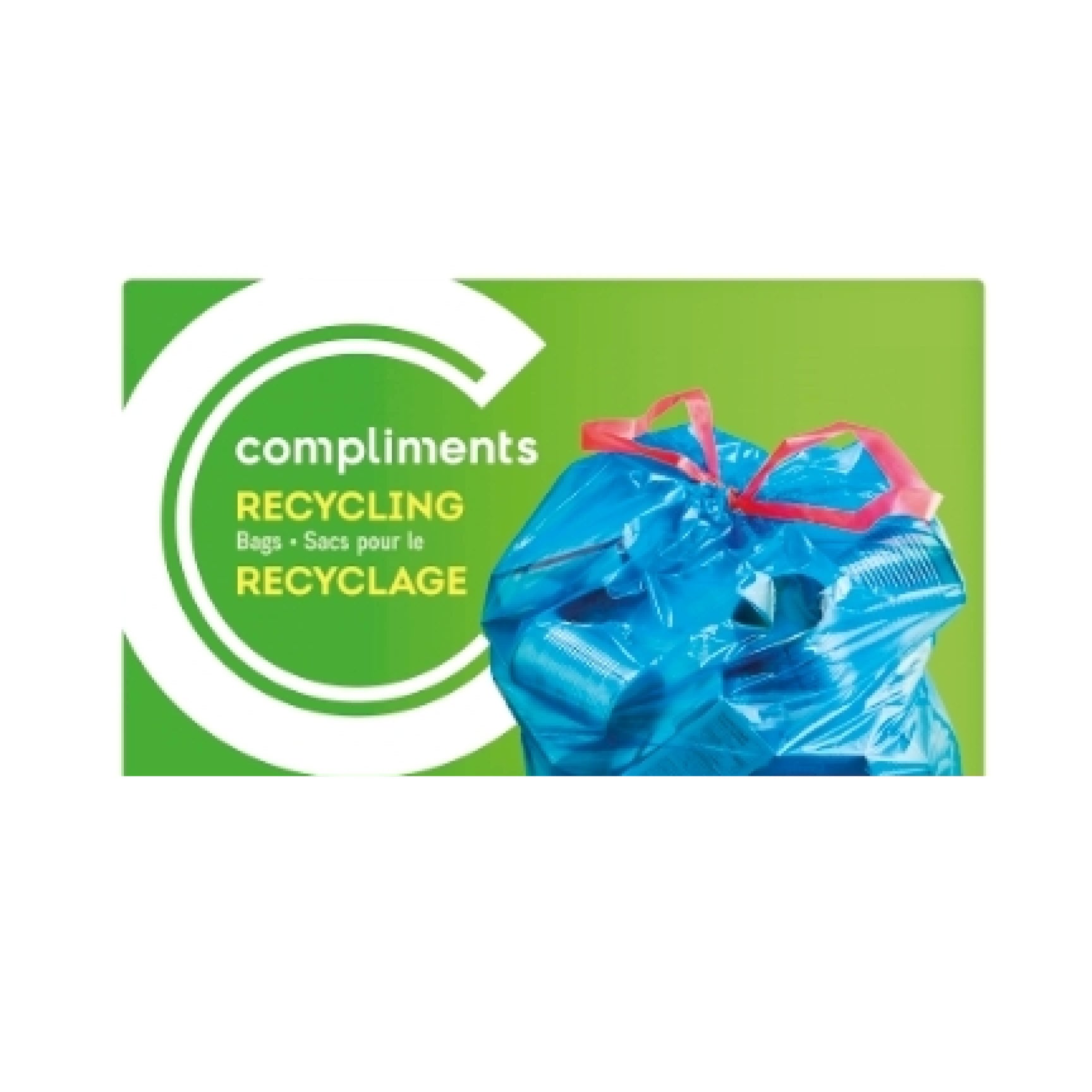 Compliments Recycling Bags, 90L Grip & Tie, 30 bags