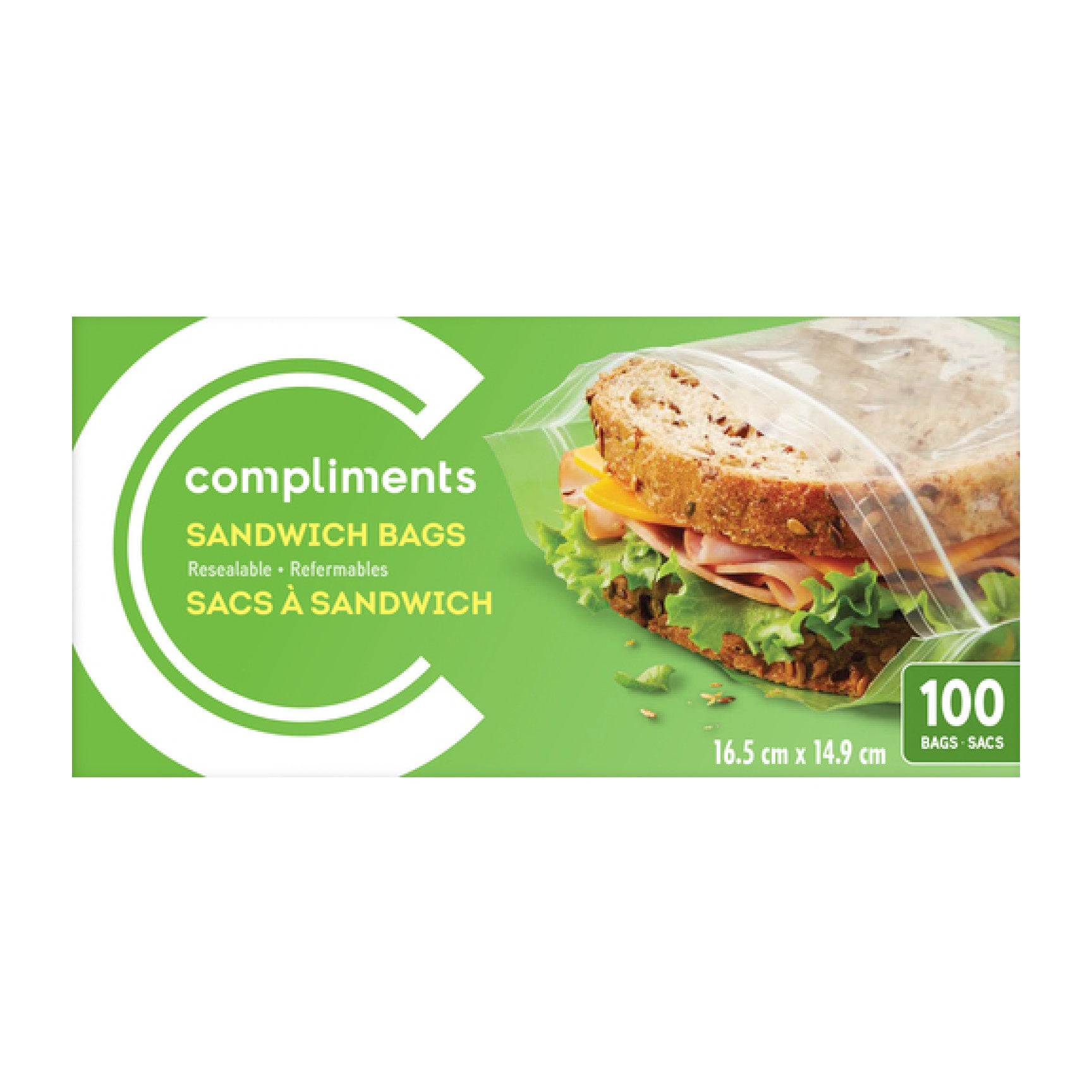 Compliments Sandwich Bags, 100pk