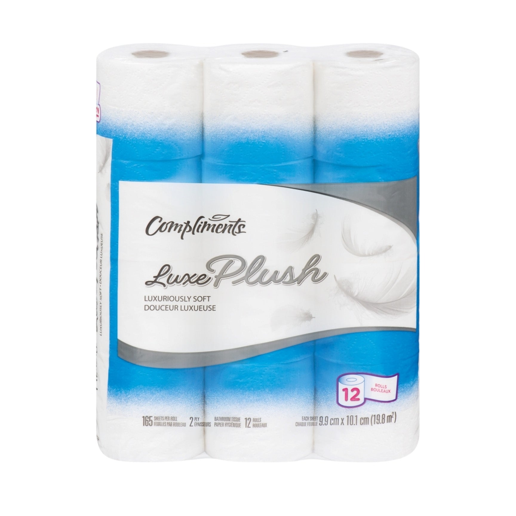 Compliments Bathroom Tissue (Toilet Paper), Plush Ultra 165 Sheets, 3ply, 12pk