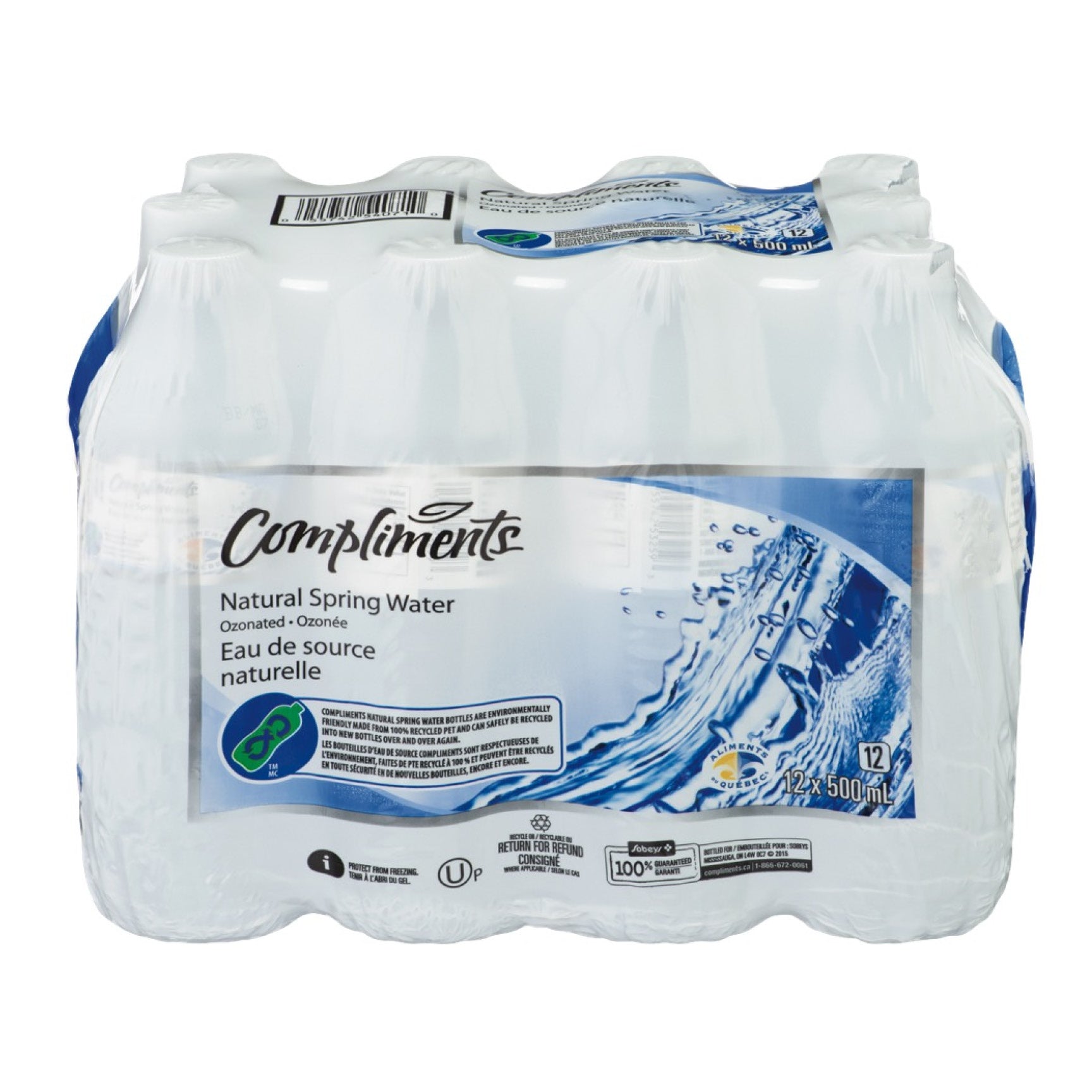 Compliments Spring Water, 500ml, 24pk