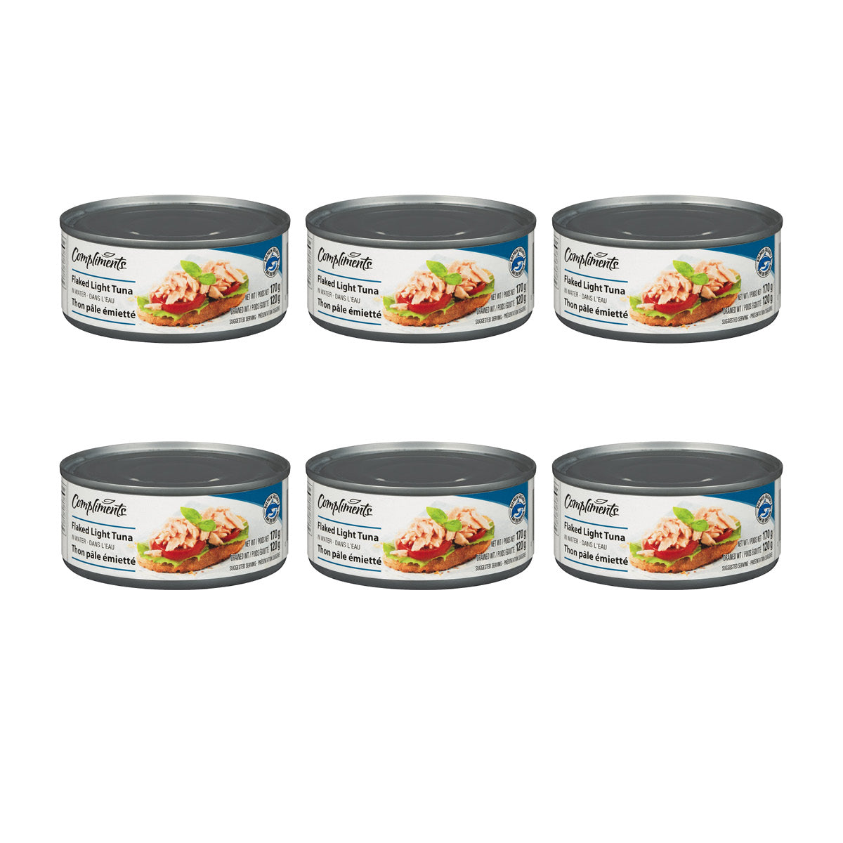 Compliments Tuna, Light Flaked in Water, 6pk