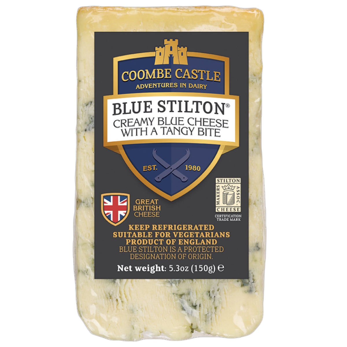 Coombe Castle Blue Stilton Cheese Wedge, 150g