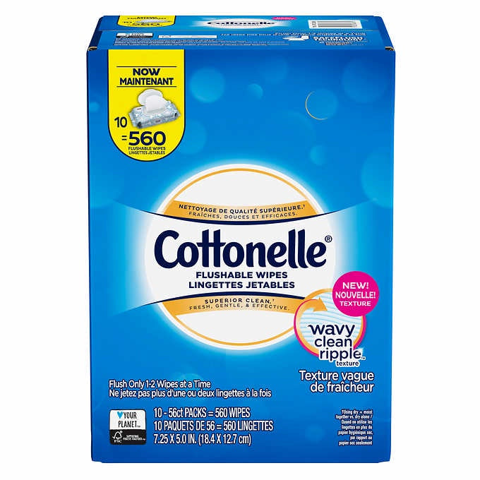 Cottonelle Flushable Wipes, 10 Pk 560 pcs