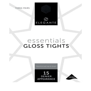 Elegante Nylons, Essential Luxury Gloss, 15 Denier, 3 pairs pk