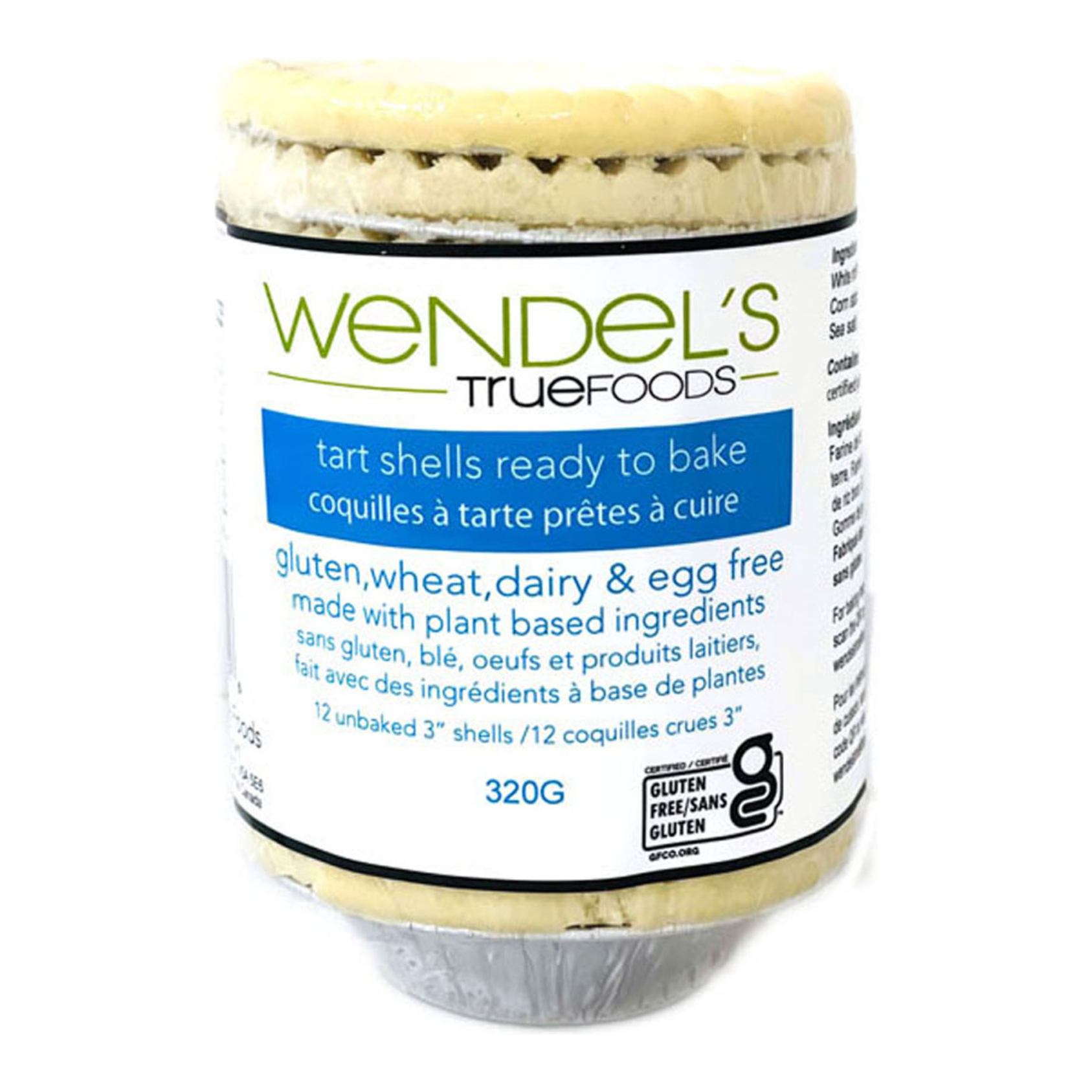 New Wendel's Gluten Free 3" Unsweetened Tart Shells  (12)