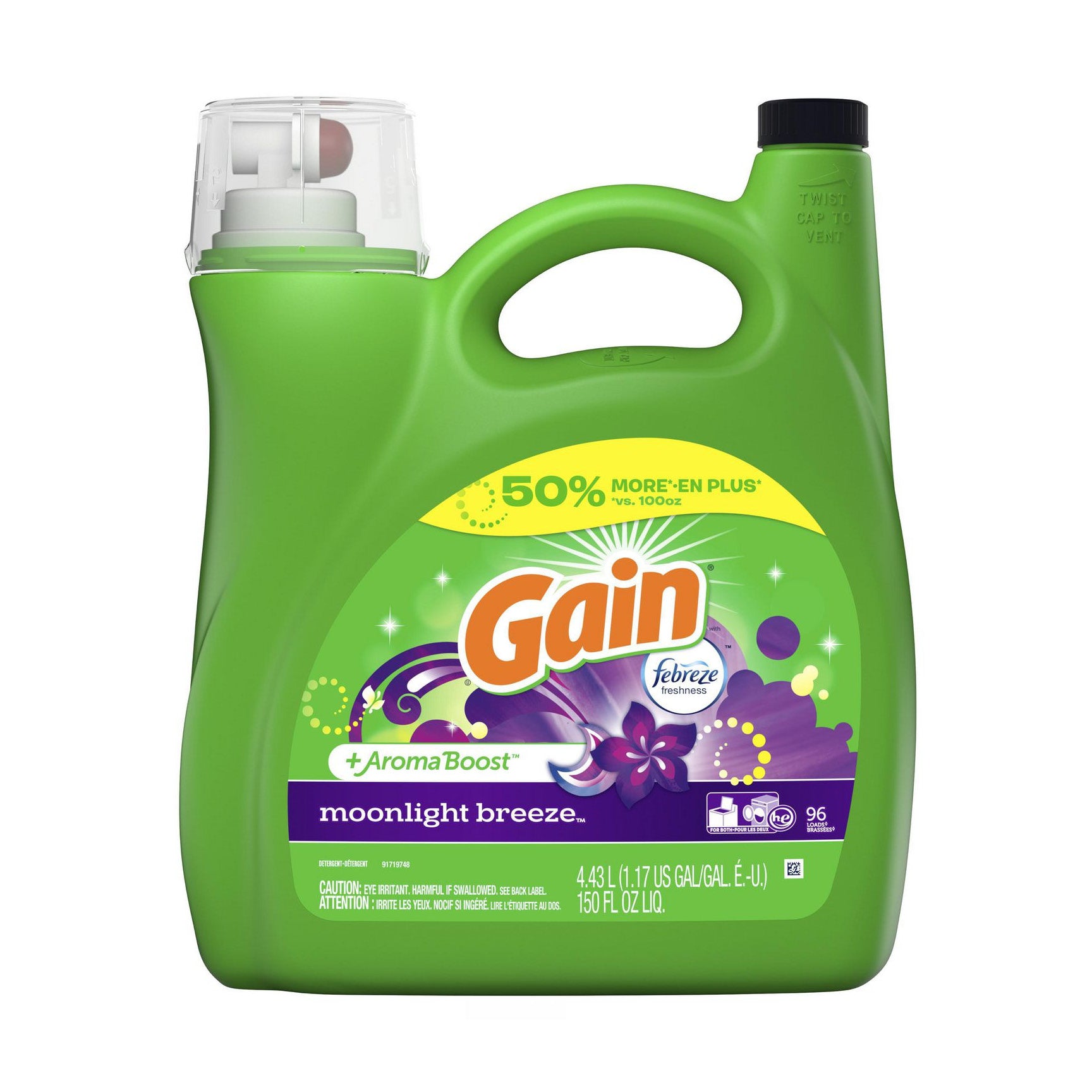 Gain Liquid Laundry Detergent Moonlight Breeze 107lo ads, 4.55L