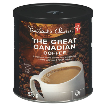 PC Regular Great Canadian Ground Coffee, 930g