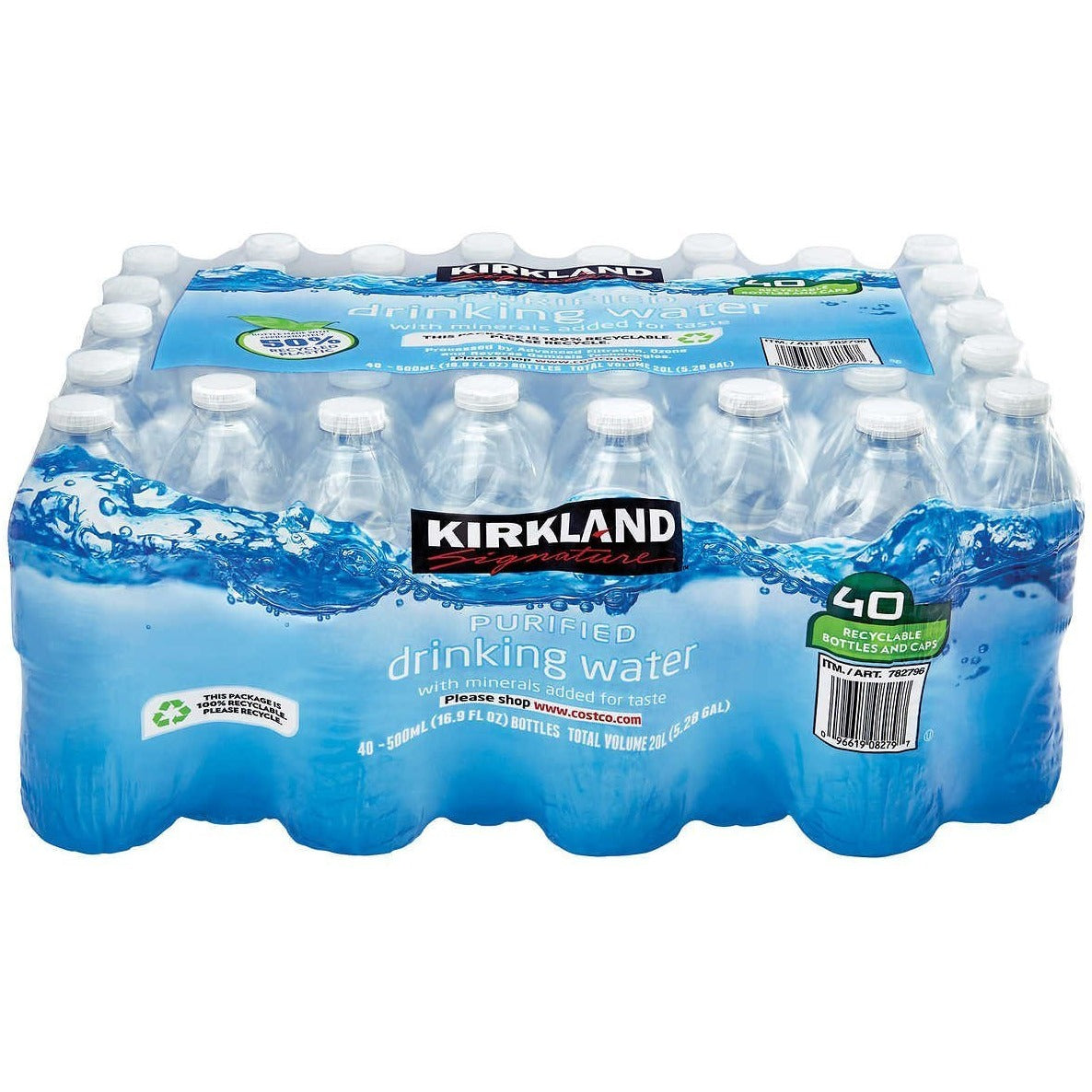 Kirkland Natural Spring Bottled Water, 500ml, 40pk