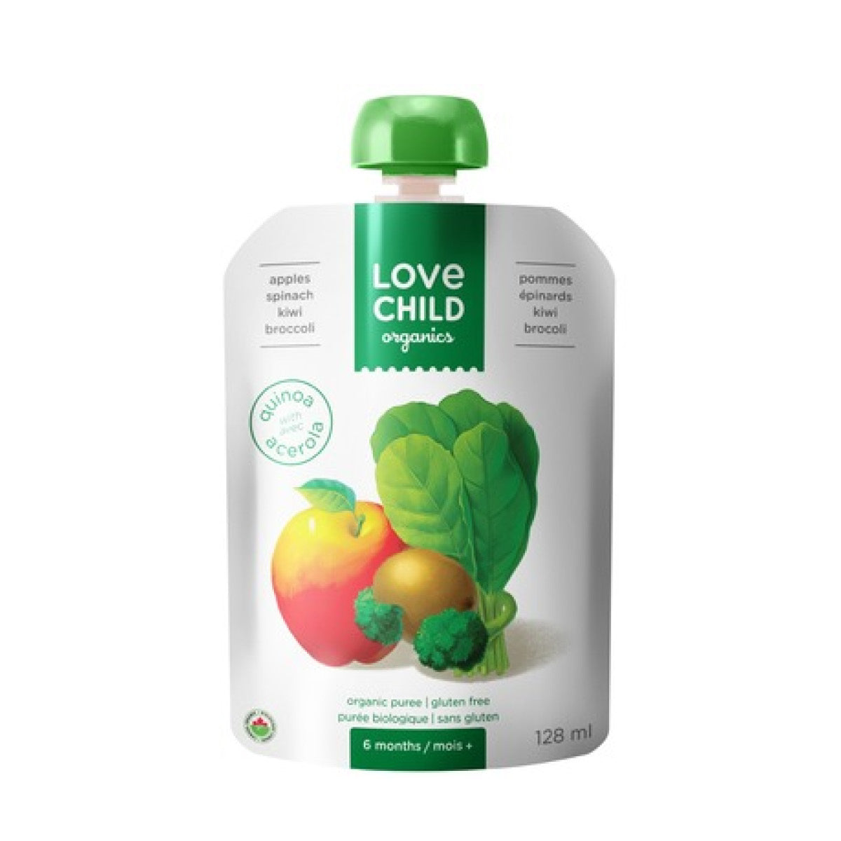 Love Child Organics Baby Food, Apple/Spinach/Kiwi/Broccoli, 128ml