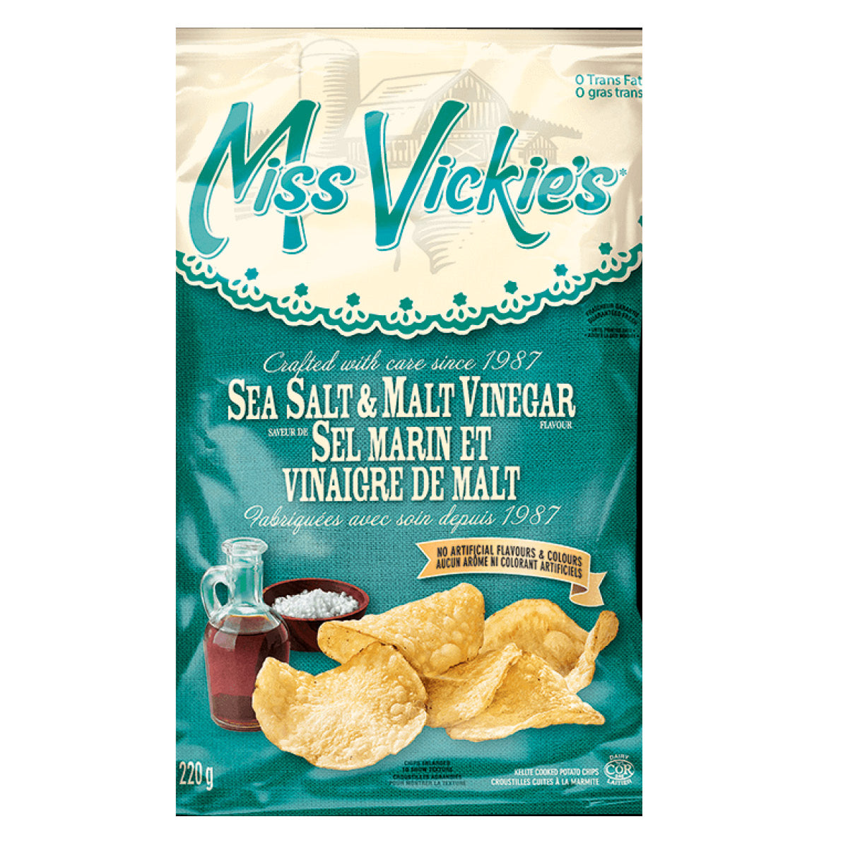 Miss Vickie's® Kettle Cooked Sea Salt & Malt Vinegar Potato Chips, 200g